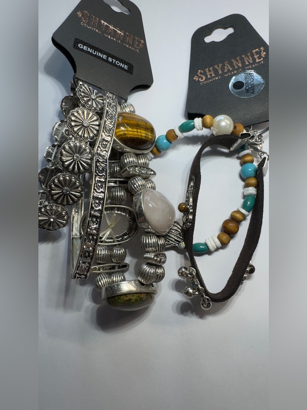 Shyanne Turquoise, Brown & White Mixed Stone Bracelet Set